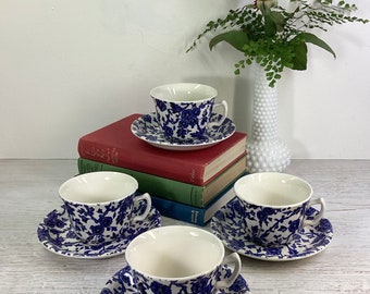 Vintage Burleigh Ware Blue White Cup Saucer Duo’s Burleigh Arden Blue Cup Saucer Burleigh Blue Chintz Vintage Kitchenware Chintz Teacups