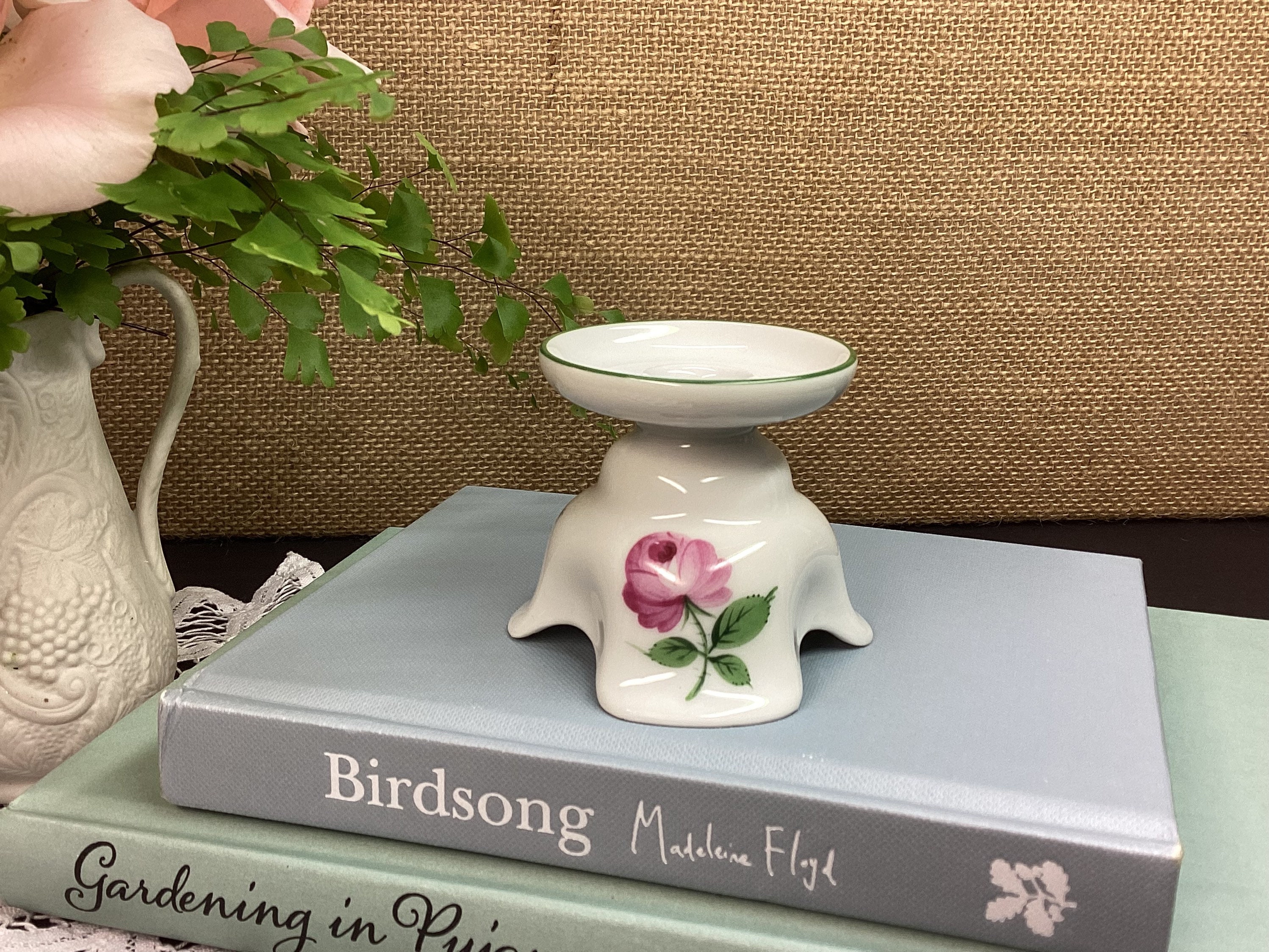 Vintage Augarten Wien Rose Candle Holder: Austrian Floral