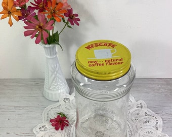 Vintage Kitchen Canister Storage Jar Nestle Glass Advertising Jar Vintage AGM Glass Coffee Jar Kitchen Storage Vintage Kitchenware