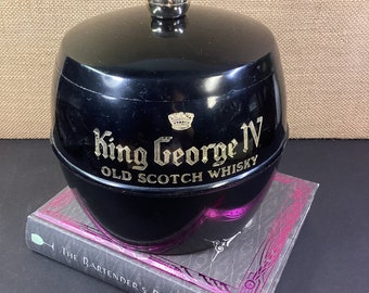 Retro King George IV Whisky Ice Bucket: Black Plastic Vintage Barware