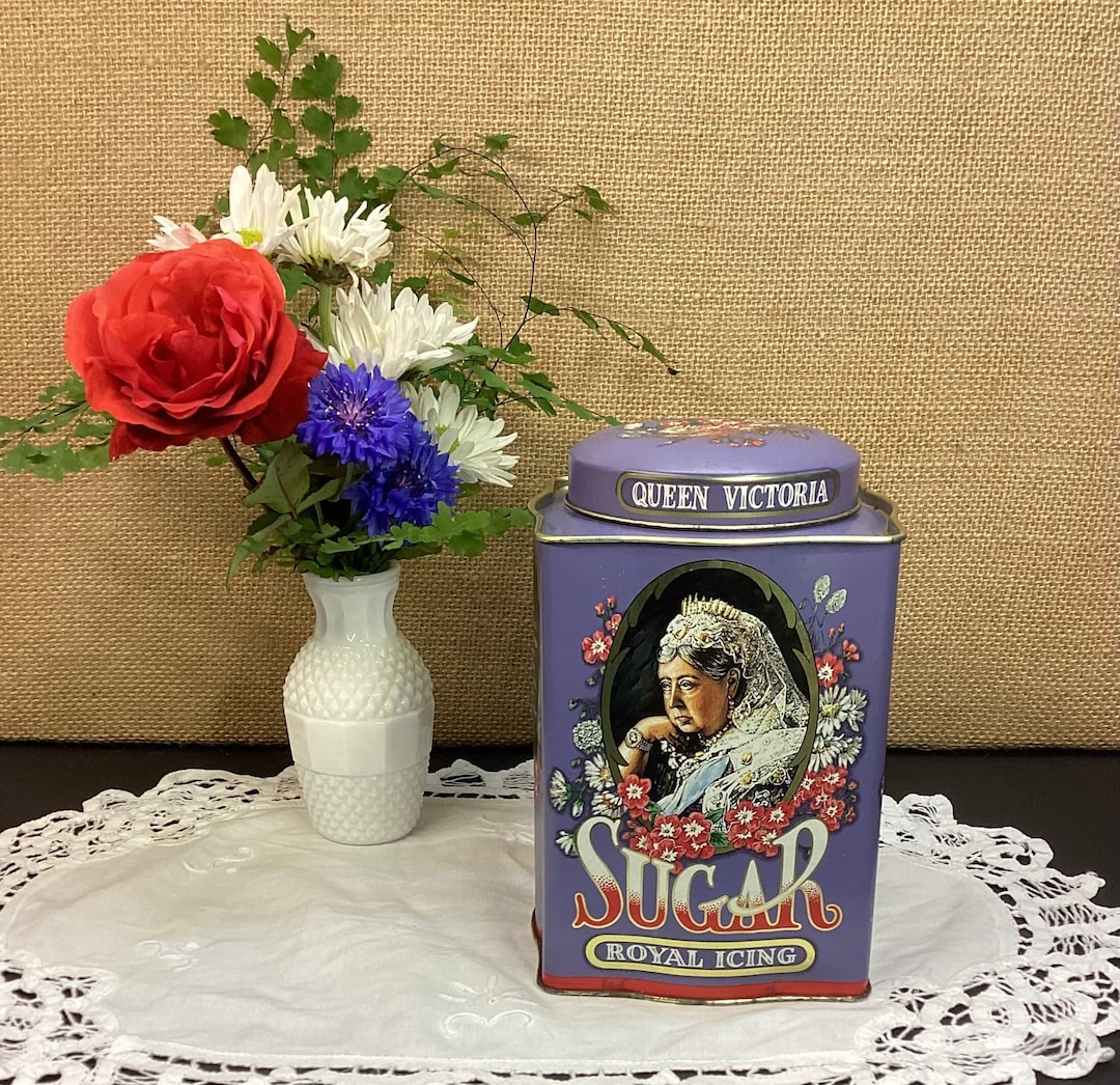 Vintage Queen Victoria Royal Icing Sugar Tin Advertising Canister Etsy vintage-queen-victoria-royal-icing-sugar-tin-advertising-canister-etsy