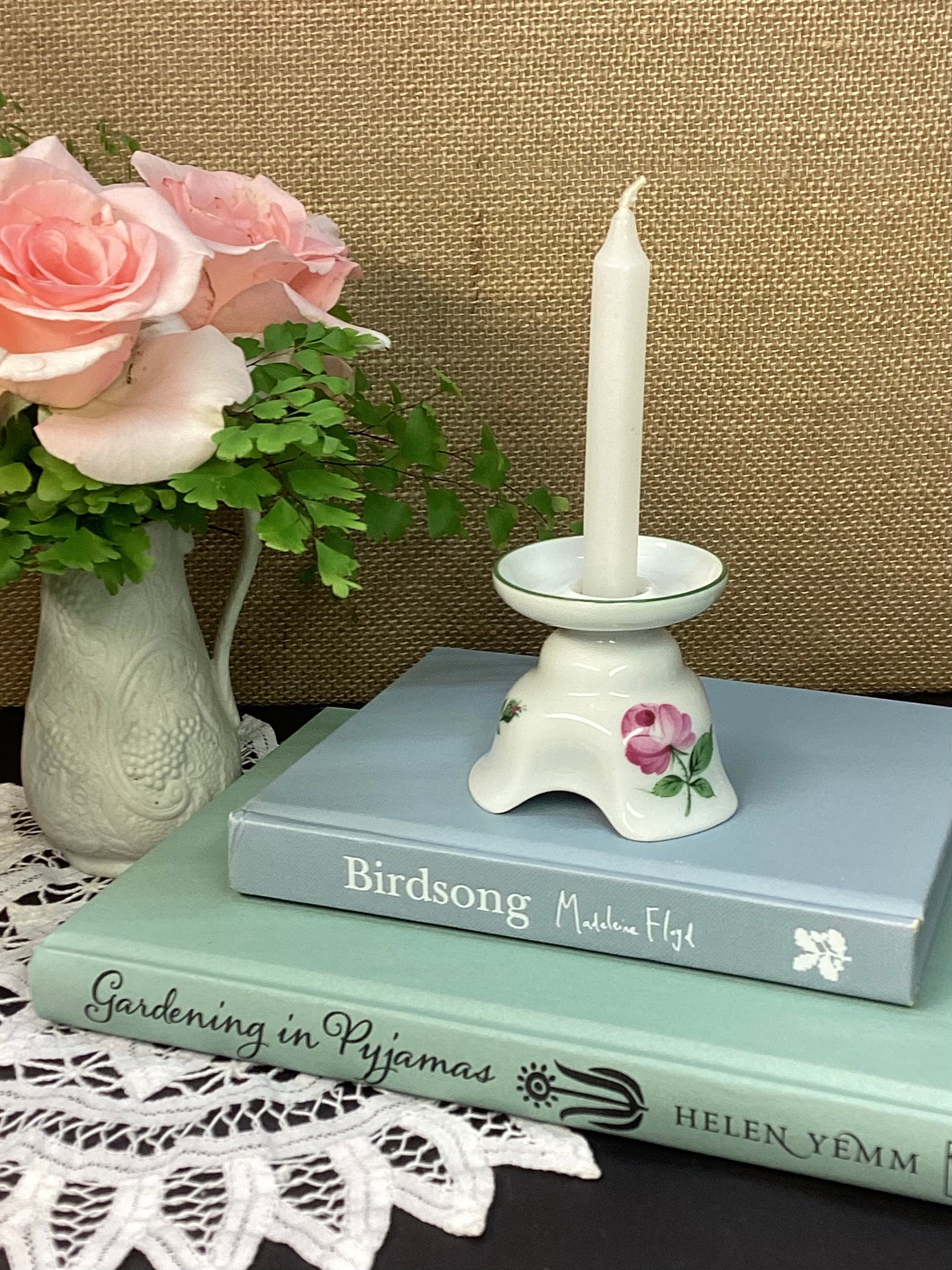 Vintage Augarten Wien Rose Candle Holder: Austrian Floral