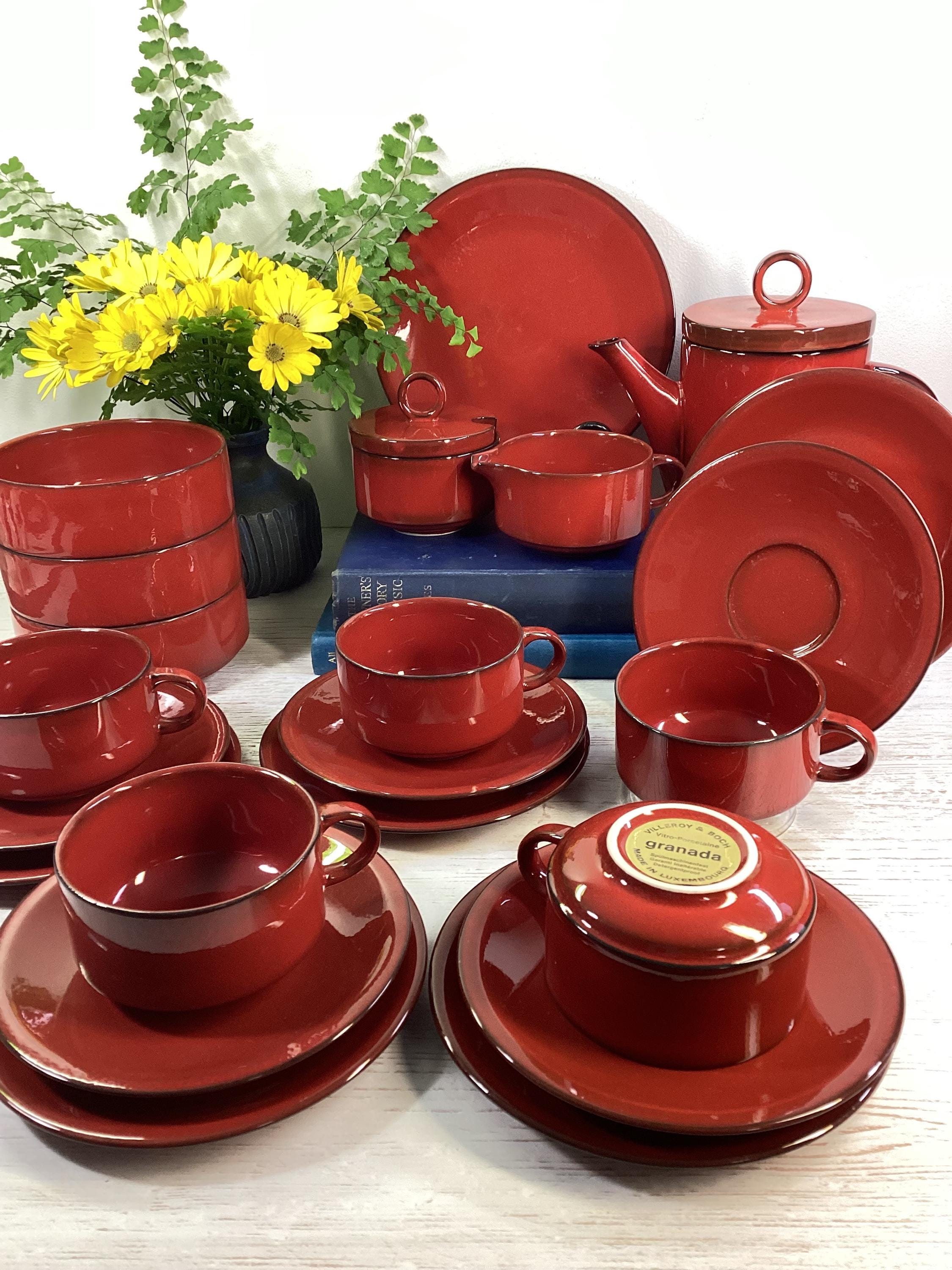 Vintage Villeroy & Boch Granada Red Vitro Porcelain Pieces - Etsy