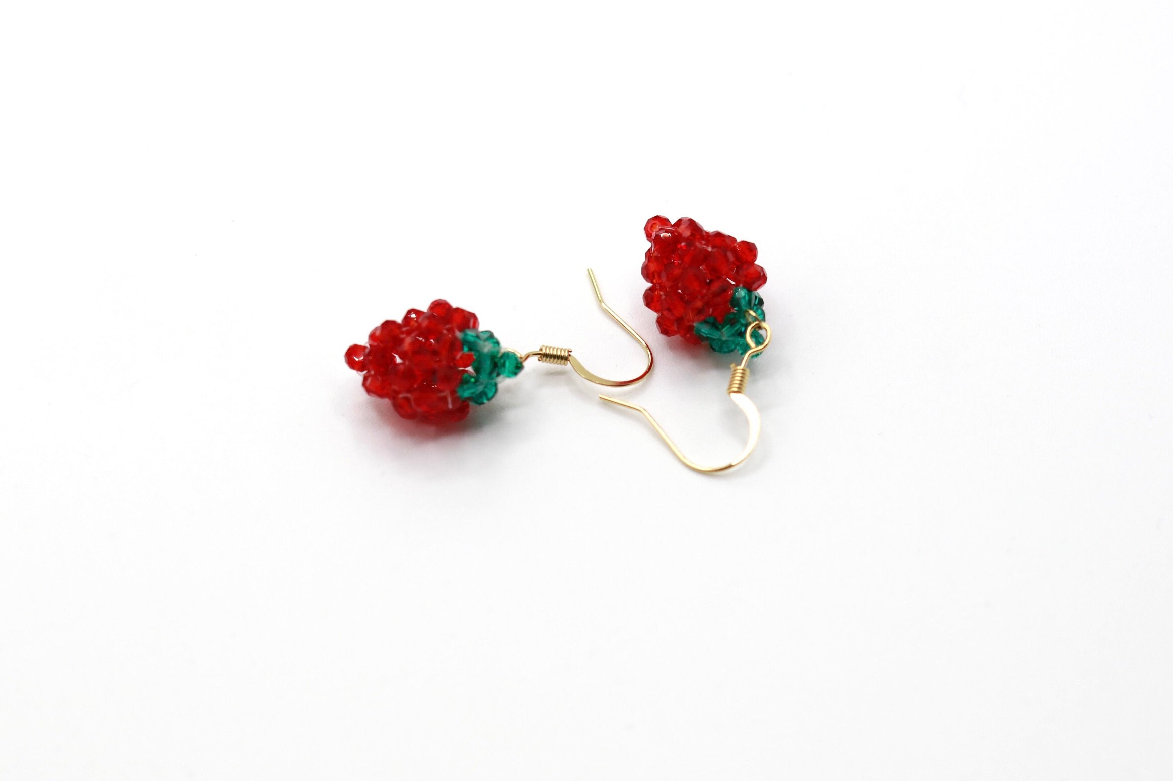Handmade beaded Strawberry Earrings Etsy