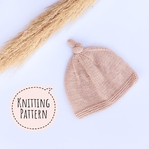 Knitting Pattern for Baby Bonnet, Beginner Knitting Pattern, Newborn Hat Pattern, Knotted Bonnet, PDF Pattern, Easy Knit Pattern