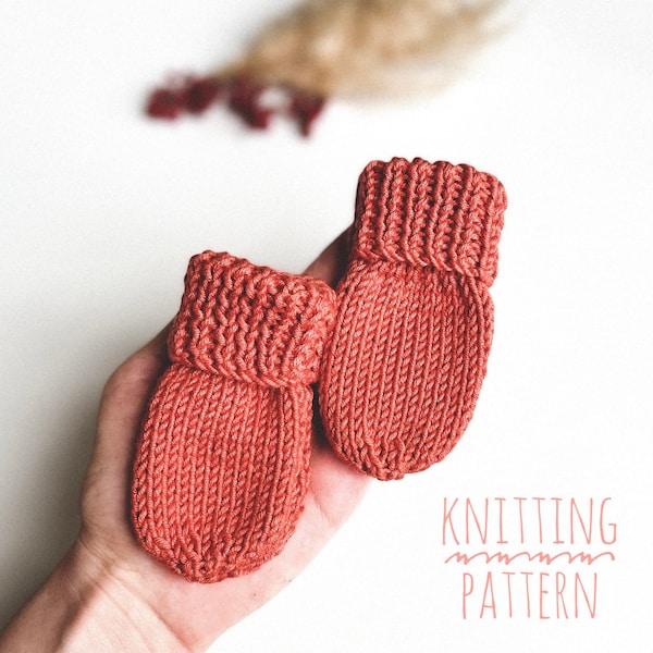 Knitting Pattern for Baby Mittens, Beginner Knitting Pattern, PDF Pattern, Easy Knit Pattern, Knitted Gloves for Baby