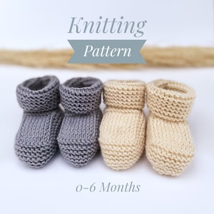 Knitting Pattern for Baby Booties, Beginner Knitting Pattern, Wool Baby Booties, PDF Pattern, Easy Knit Pattern image 1