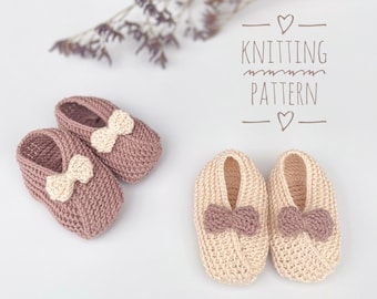 Knitting Pattern for Baby Booties, Beginner Knitting Pattern, Baby Girl Booties, PDF Pattern, Knitting Pattern for Baby Slippers, Baby Shoes