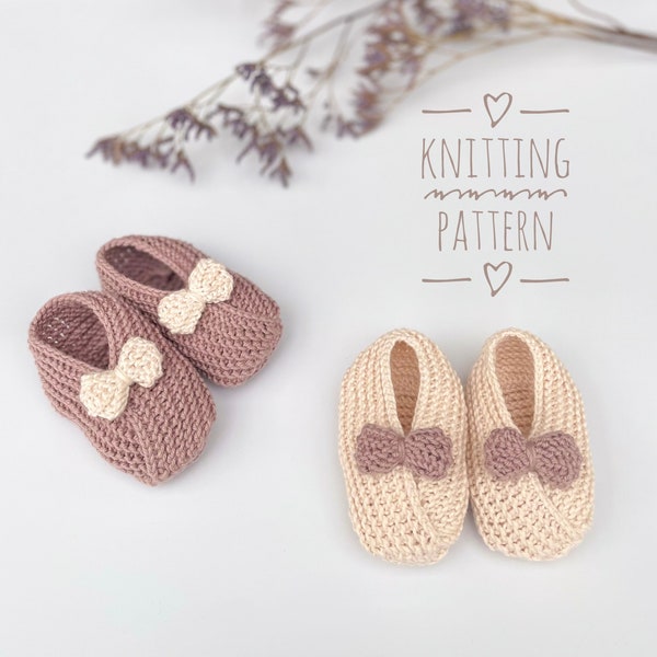 Knitting Pattern for Baby Booties, Beginner Knitting Pattern, Baby Girl Booties, PDF Pattern, Knitting Pattern for Baby Slippers, Baby Shoes