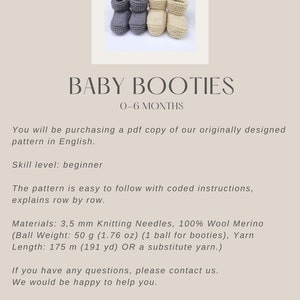Knitting Pattern for Baby Booties, Beginner Knitting Pattern, Wool Baby Booties, PDF Pattern, Easy Knit Pattern image 5