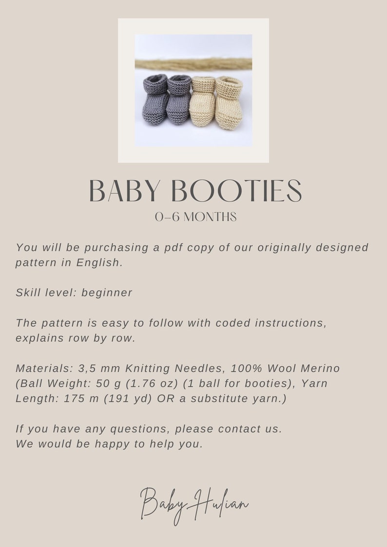 Knitting Pattern for Baby Booties, Beginner Knitting Pattern, Wool Baby Booties, PDF Pattern, Easy Knit Pattern image 5