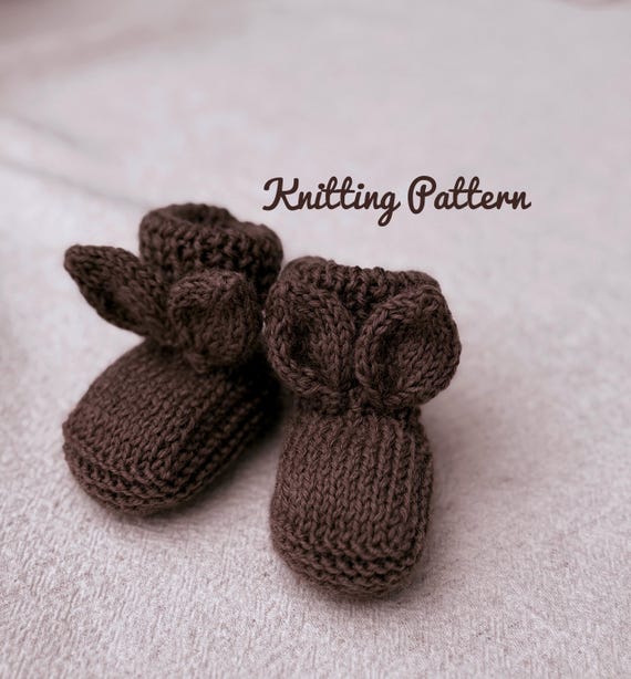 Knitting Pattern for Baby Booties, Beginner Knitting Pattern, Bunny Baby Booties, Bunny Ear Booties, Easy Knit Pattern, Baby Knit Pattern