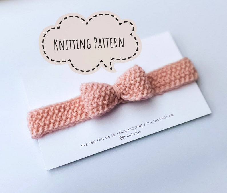 Knitting Pattern for Baby Headband, Beginner Knitting Pattern, Baby Bow Headband, PDF Pattern, Easy Knit Pattern, Baby Bow Knitting Pattern image 1