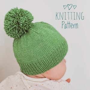 Strickmuster für Babymütze, Anfänger Strickmuster, PDF Muster, Easy Knit Pattern, Mütze für Baby, Babymütze Strickmuster