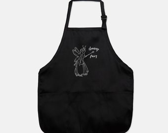 Cleaning Fairy Full Apron in Black *With Pockets*