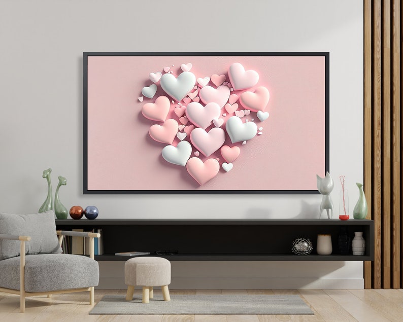 Samsung Frame TV Art Saint-Valentin Cœurs Pastel Samsung Art TV Bonbons Téléchargement instantané Frame TV image 7