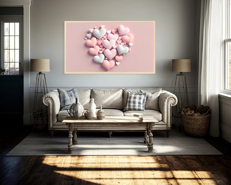 Samsung Frame TV Art Saint-Valentin Cœurs Pastel Samsung Art TV Bonbons Téléchargement instantané Frame TV image 9