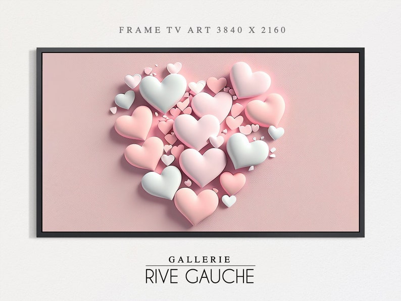 Samsung Frame TV Art Saint-Valentin Cœurs Pastel Samsung Art TV Bonbons Téléchargement instantané Frame TV image 1