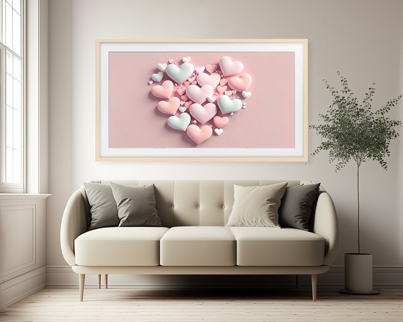 Samsung Frame TV Art Saint-Valentin Cœurs Pastel Samsung Art TV Bonbons Téléchargement instantané Frame TV image 5