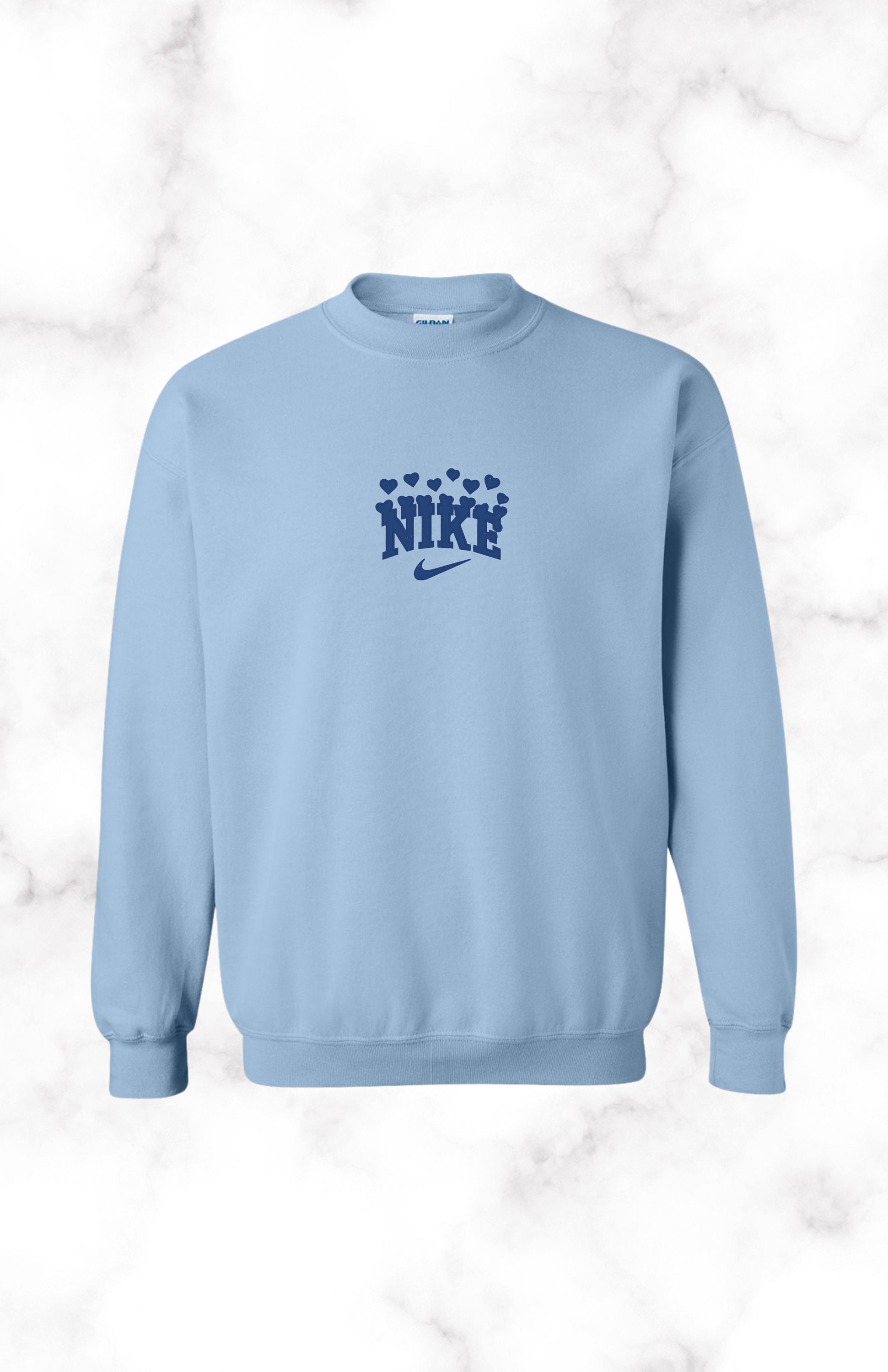 Custom Embroidered Hearts Nike Inspired Crewneck Sweater | Etsy