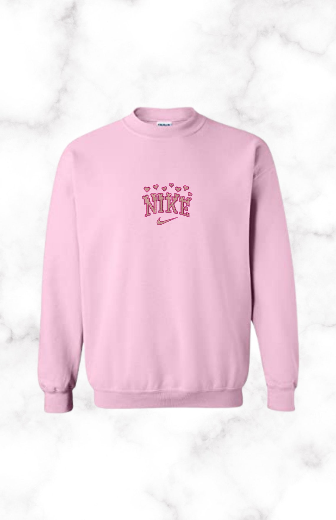 Custom Embroidered Hearts Nike Inspired Crewneck Sweater | Etsy