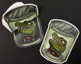 Wet Specimen - Caiman Head Jar - Vinyl Sticker CLEAR Matte DRHDR
