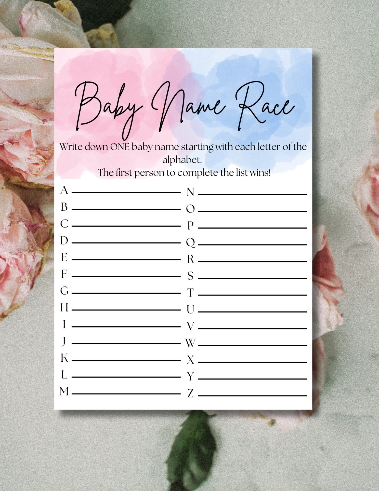 Printable Baby Name Race Game Baby Shower Activity Canva Design Instant ...
