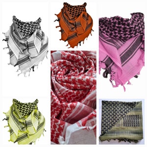 100% Pure Cotton Palestinian Freedom Shemagh SAS Army Military Desert Tactical Neck Head Wrap Combat Arab Scarf Keffiyeh,Many Colours