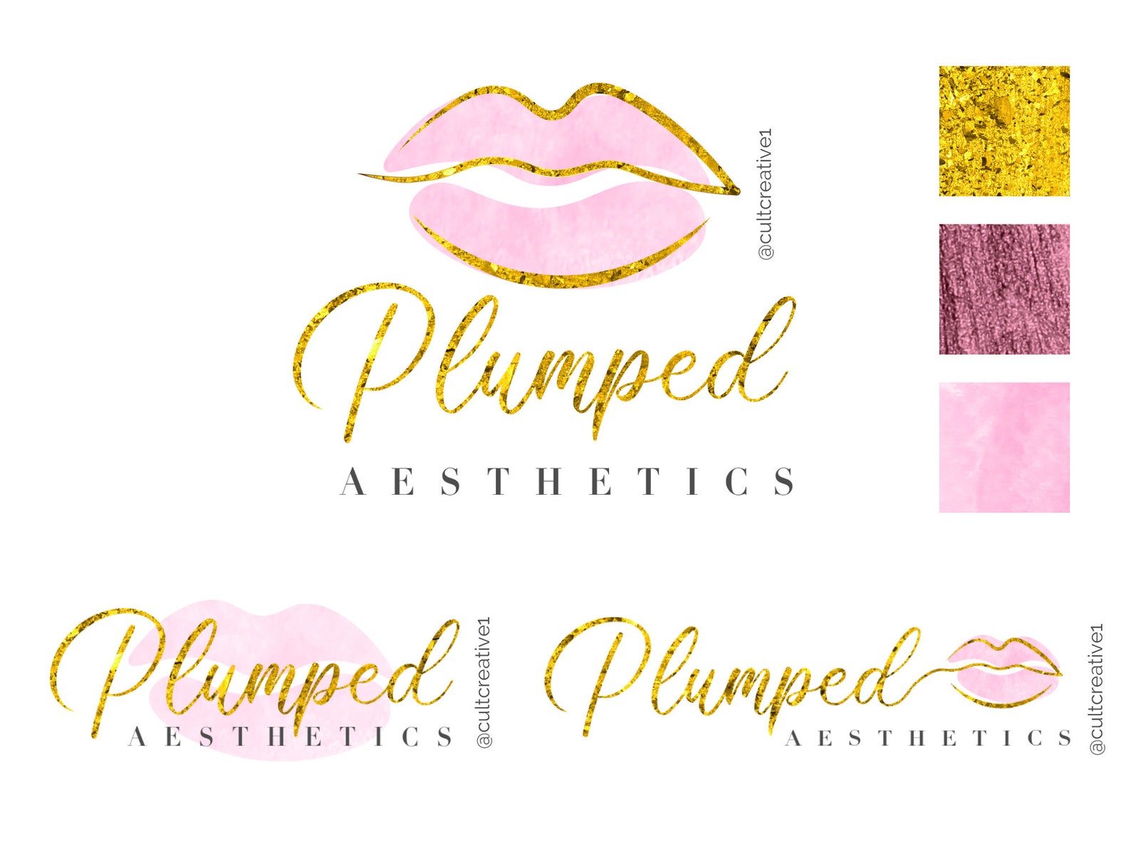 Beauty Aesthetics Logo, Semi-bespoke Logo, Lips Logo, Beauty Make Up 