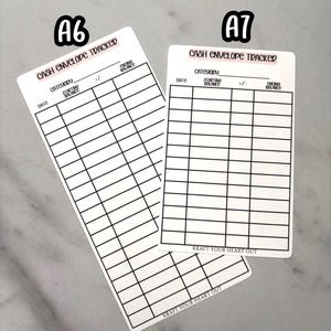 Personalized A7 & A6 Cash Envelope Trackers | Budget System | Single | Laminated | Non Laminated