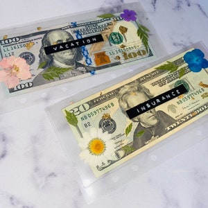 EVERYTHING MUST GO ! | Clear Pressed Flowers Cash Envelopes | With Labeled Categories | Cash Stuffing | Budgeting System | Sinking Funds |