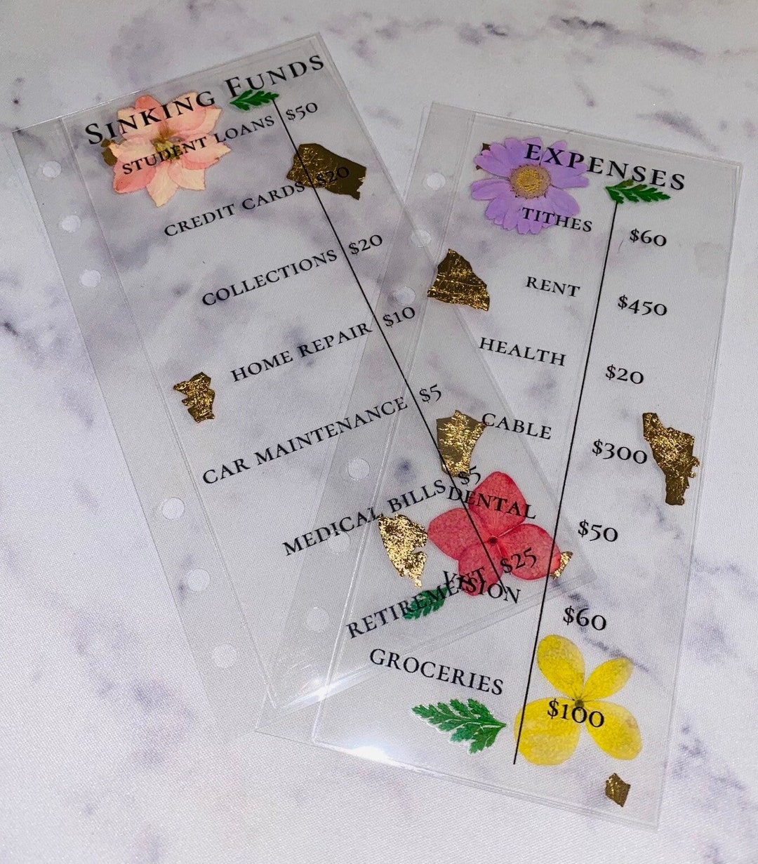 Pressed Flower Expenses or Sinking Funds Cheat Sheet Etsy