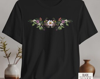 Camiseta con margaritas, ramo de flores silvestres, diseño personalizado, estilo cottagecore, ideal como regalo para mamá, ideal para amantes de las flores, elegante top de verano.