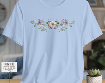 Camiseta de margaritas con ramo de flores silvestres, camiseta con arreglo floral personalizado, regalo para su cumpleaños o Navidad.