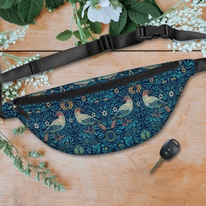 Fanny Pack | Waist Purse | William Morris Print Travel Pouch or Hip Bag is 14&quot;x6&quot; Fanny Bag to carry phone, keys & cash. Dress up with Style