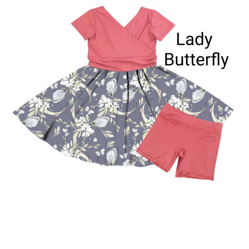 Girls Modest Twirly Play Dress Shorts Set Pockets Soft Tagless Lizard Axolotl Snake Dragonfly Moth Ants Butterfly Ladybug Animal Insect Bug image 4