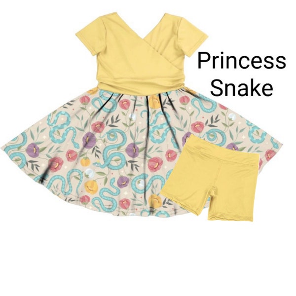 Snake Pocket Dress | Tagless Bodice | Cartwheel Shorts | Tom Girl Modest | Sensory Friendly | Princess Snake