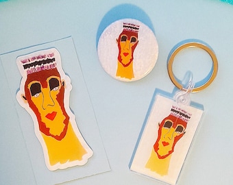 Sebastian Art Variety Pack, Matt Sticker, Button Pin, Keychain