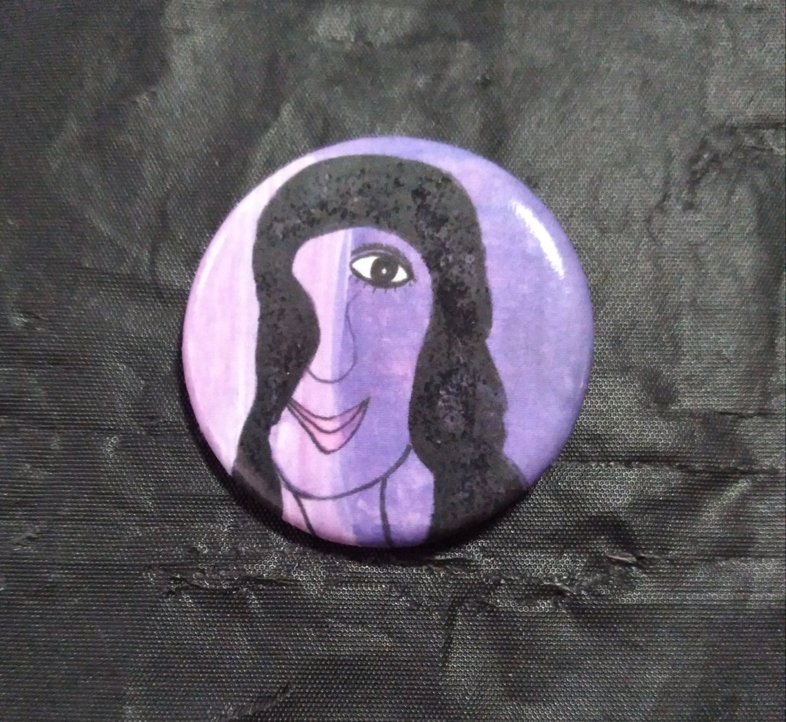 Button Pins, 2 Artwork Button Pins, Girl Buttons Pins, Cute Button Pins