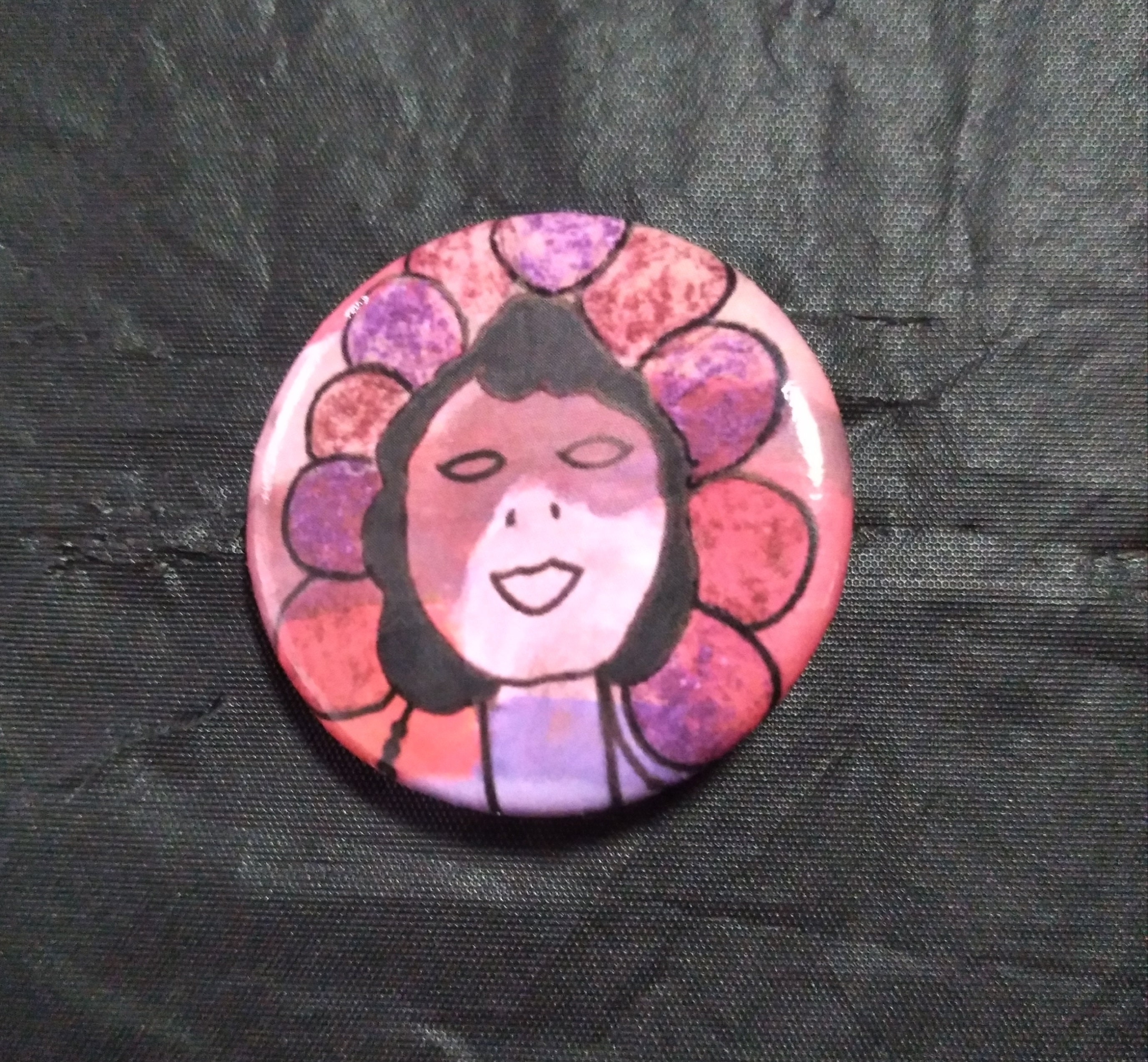 Button Pins, 2 Artwork Button Pins, Girl Buttons Pins, Cute Button Pins