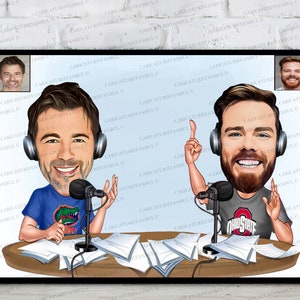 Custom Podcaster Logo, Cartoon Radio Personality Portrait Gift For Birthday, Announcer Logo Design, Radio Personality Gift, Radio Presenter