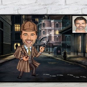 Detective Gift, Custom Cartoon Portrait From Your Photo, Private investigator Gift, Criminal investigator Gift ideas for Him Her Men Women