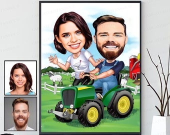 Farmer Gift, Caricature Farmer Portrait, Farmer Birthday Gift, Custom Farming Farmhouse Decor Gift ideas, Farmer Retirement Gift Him Her Men