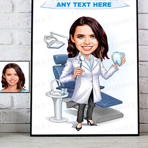 Spersonalizowany portret dentysty, prezent dla dentysty, pielęgniarka stomatologiczna, asystentka higienistki, sztuka dentystyczna Svg, prezent urodzinowy dla niego i dla niej, zabawny prezent dla dentysty, dentysta