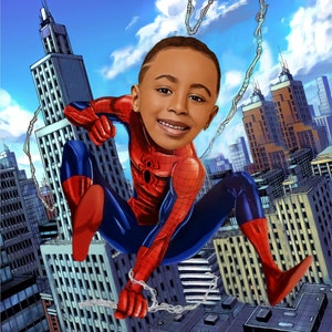 Verwandeln Sie sich in Superhelden, personalisierter digitaler Download Superheld Portraits Geschenk Männer für Kinderzimmer Dekor, Geburtstagsgeschenk für Spielzimmer Deko