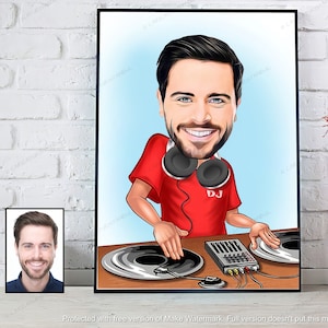 Custom DJ Portrait, Dj Gift, Personalized Cartoon Gift ideas, Dj Art Svg Print Poster, Dj Birthday Gift for Men Him Her, DJ Logo Design, Dj