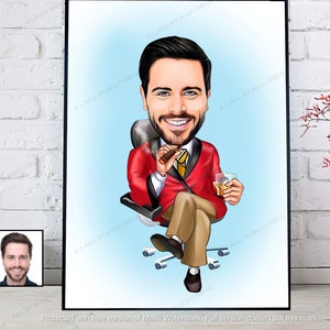 Boss Gift, Funny Cartoon Business Man Boss Portrait, Gift For Boss, Personalized Best Friend Birthday Gift ideas Him Her Men, Boss Day Gift