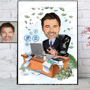Funny Banker Caricature Gift, Custom Bank Officer Banker Birthday Gift Retirement Gift Office Decor Him Her Men Women, Bank Worker Gift idea