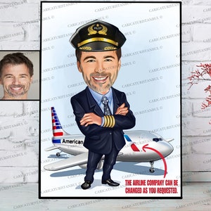 Retrato de piloto personalizado, Regalos de piloto para hombres, Regalos de aviación, Idea de regalo de jubilación de cumpleaños de piloto, Regalos de piloto, Decoración de aviación, Regalo para piloto