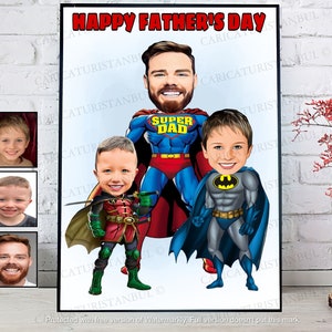 Cyfrowy prezent na Dzień Ojca Portret superbohatera, plakat na Dzień Ojca, karta na Dzień Ojca Svg Pomysł na prezent od córki, taty, taty, dziadka, ojczyma, mężczyzn
